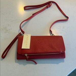 Madison West Vibrant Red Crossbody Wallet Bag